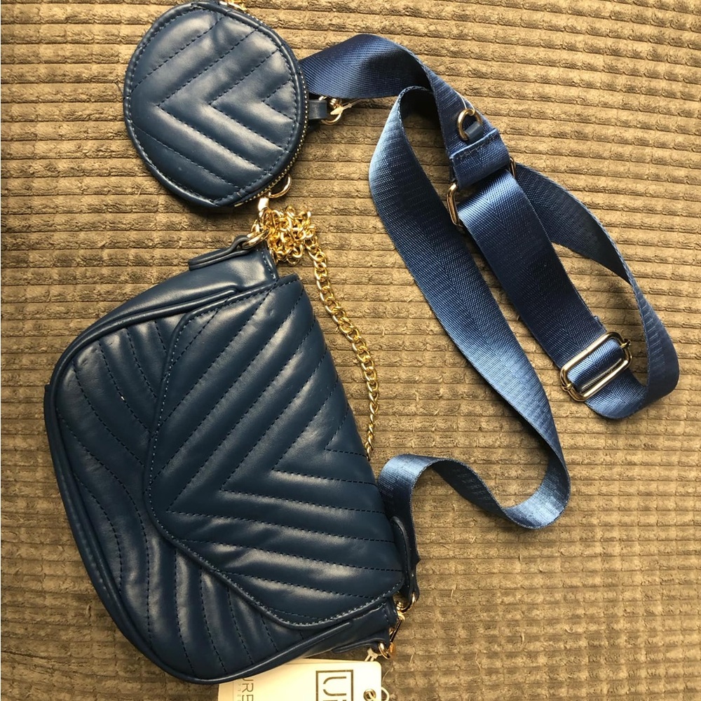 Blue Quilted Crossbody Bag